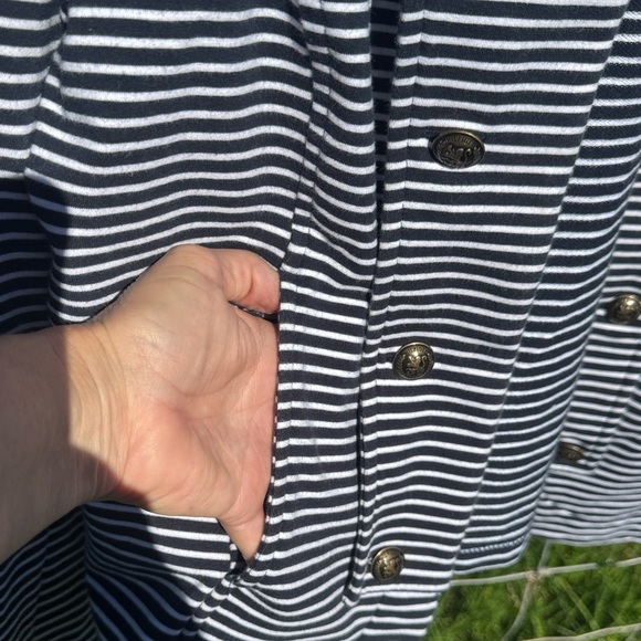 Tommy Hilfiger Blue white striped military nautical blazer Captains jacket large - Picture 4 of 7